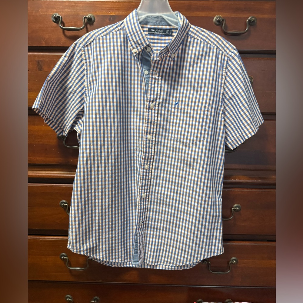 Nautica Men's Blue Checkered Shirt
